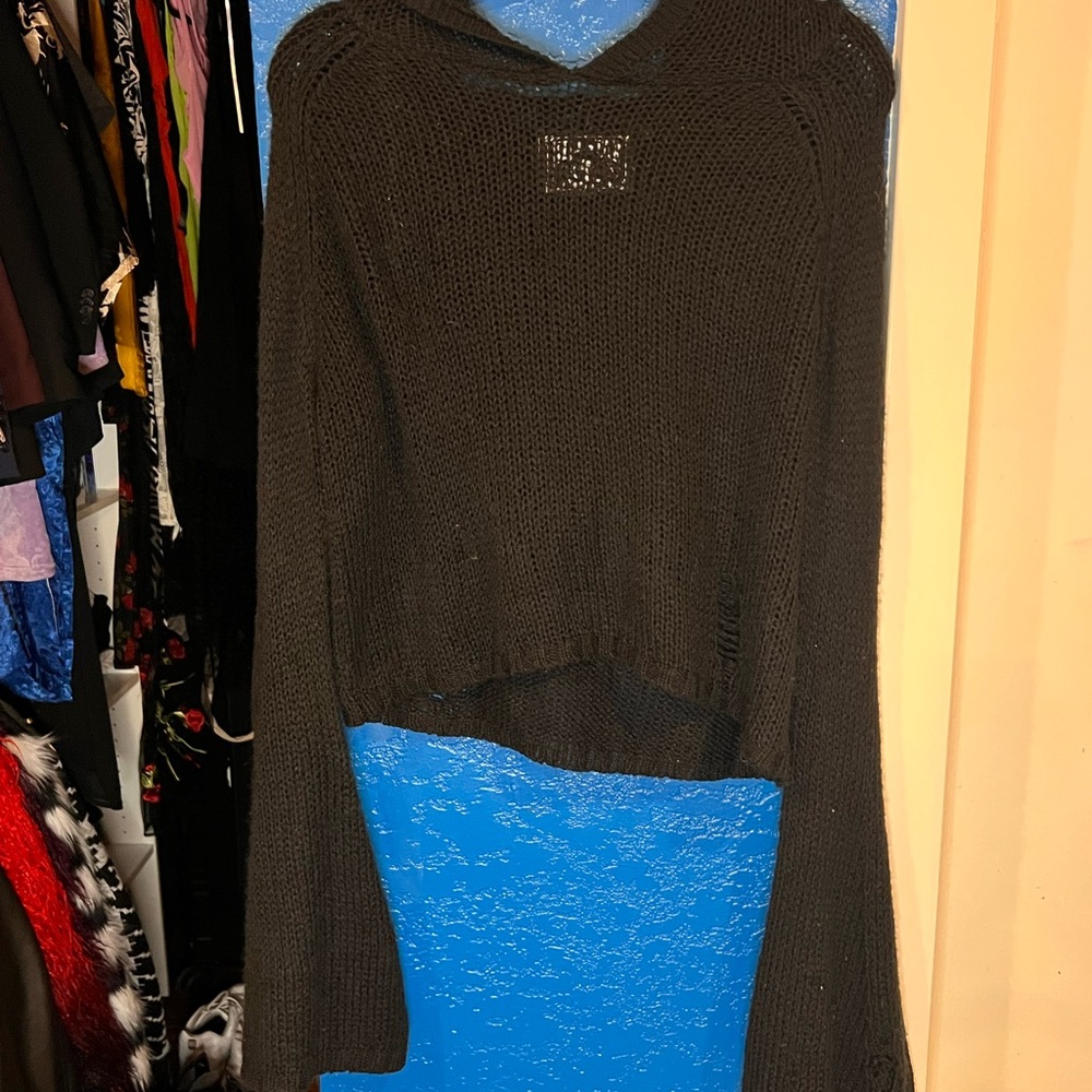 Black Knit Hooded Sweater